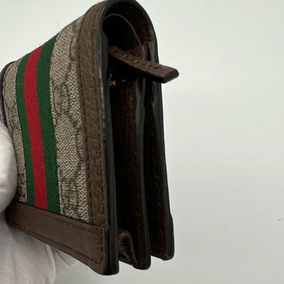 Gucci Women's Ophidia GG Leather Trimmed Card Case Wallet❤️ - Picture 8 of 10